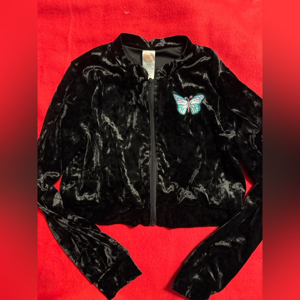 Black Velvet Jacket with Butterfly Patch